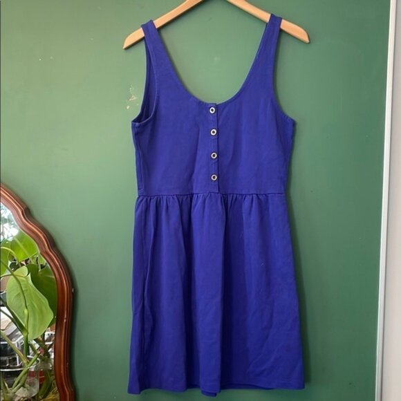 J. Crew Women's L CobaltBlue Sleeveless Scoop Neck Sundress Button Back Detail - Picture 6 of 6